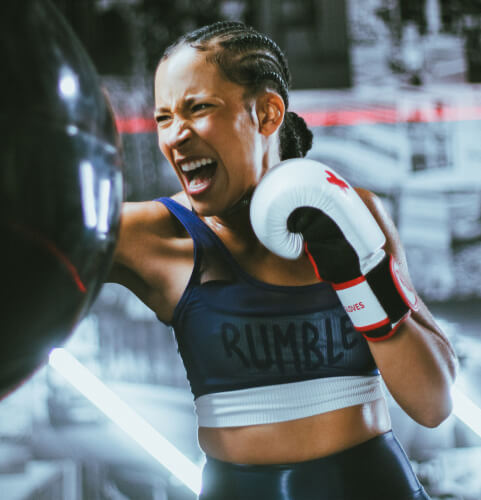 Person hitting punching bag